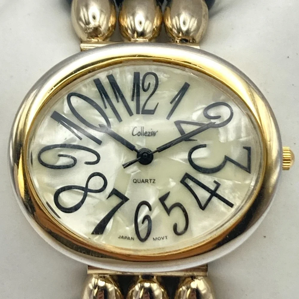 Vtg Collezio Women's Watch Gold Tone Oval 39mm Faux Pearl MOP New Battery 6.25